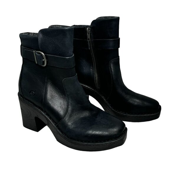 BORN Hailey Platform Ankle Boots Black Leather size 9.5 M NEW - Picture 4 of 7
